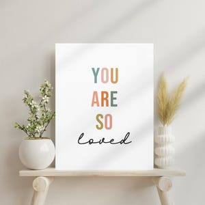 You Are So Loved Wall Art Boho, Gift for Daughter Best Friend, Canvas Positive Affirmation Self-Care, Motivational Inspiration Love Decor