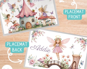 Custom Fairy Birthday Placemat, Personalized Fairies Party Dinnerware Set Plate, Bowl, Mug, Silverware