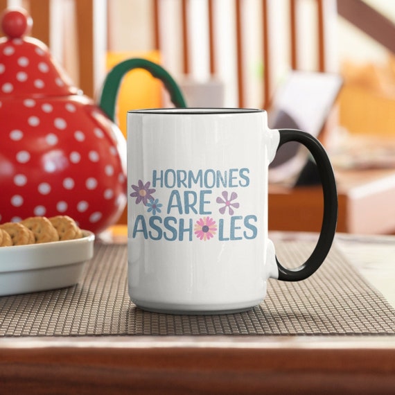 Hormones Are Assholes Mug: Funny Menopause Coffee Cup 15oz