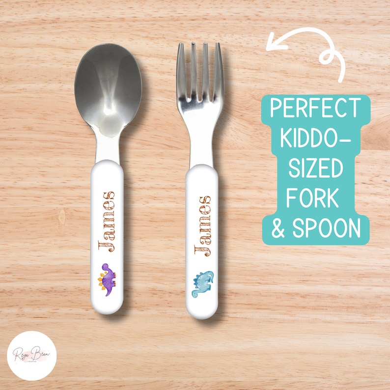 Custom Dinosaur Plate Bowl Placemat Fork and Spoon Set Kid's Name, Dinosaur Theme Unbreakable Plate Set for Child, BPA-Free Dinnerware Gift