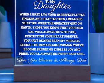 Plaque papa fille en acrylique - Veilleuse LED sentimentale