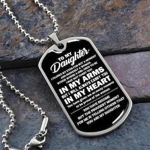 Custom To My Daughter Dog Tag Necklace with Engraving, Daughter Gift from Mom Dad, Sentimental Military Chain Birthday Gift Necklace for Her