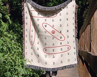 Dog Mama Cotton Blanket, Paw Print Cozy Throw (60x50 inches)