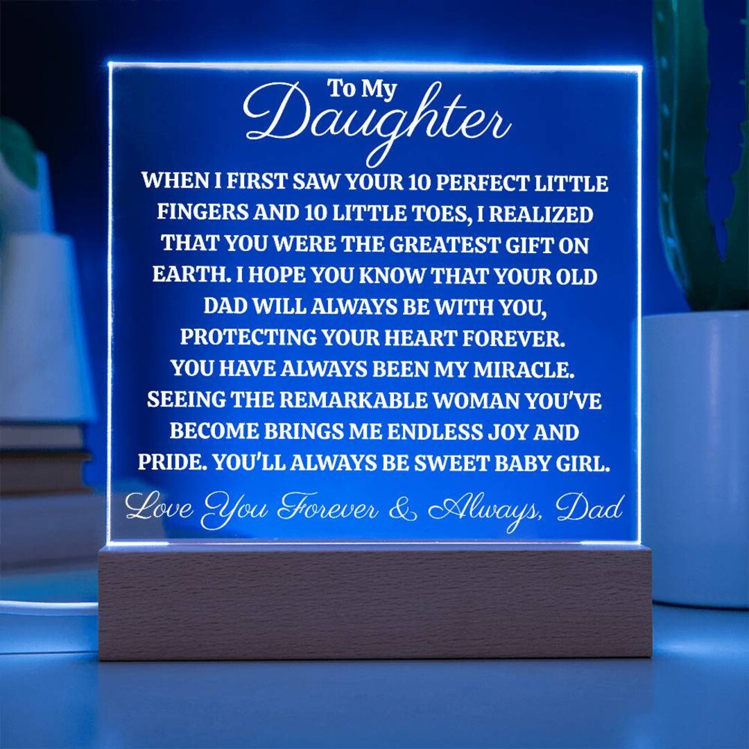 To Daughter Love Dad Acrylic Square Plaque, Perfect Little Fingers and Toes, Proud Dad Birthday