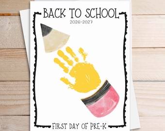 First Day of Pre-K Handprint Art: Back to School Keepsake (Printable PDF)