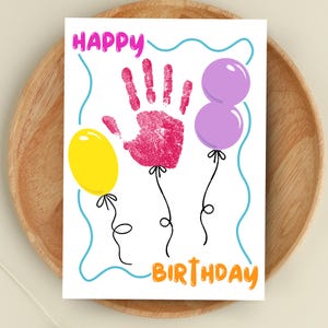 Alles Gute zum Geburtstag Handabdruck Luftballons - DIY personalisiertes Geschenk von Kinder - Bastelaktivität - 8,5 "x11" - Printable Sofort Download PDF