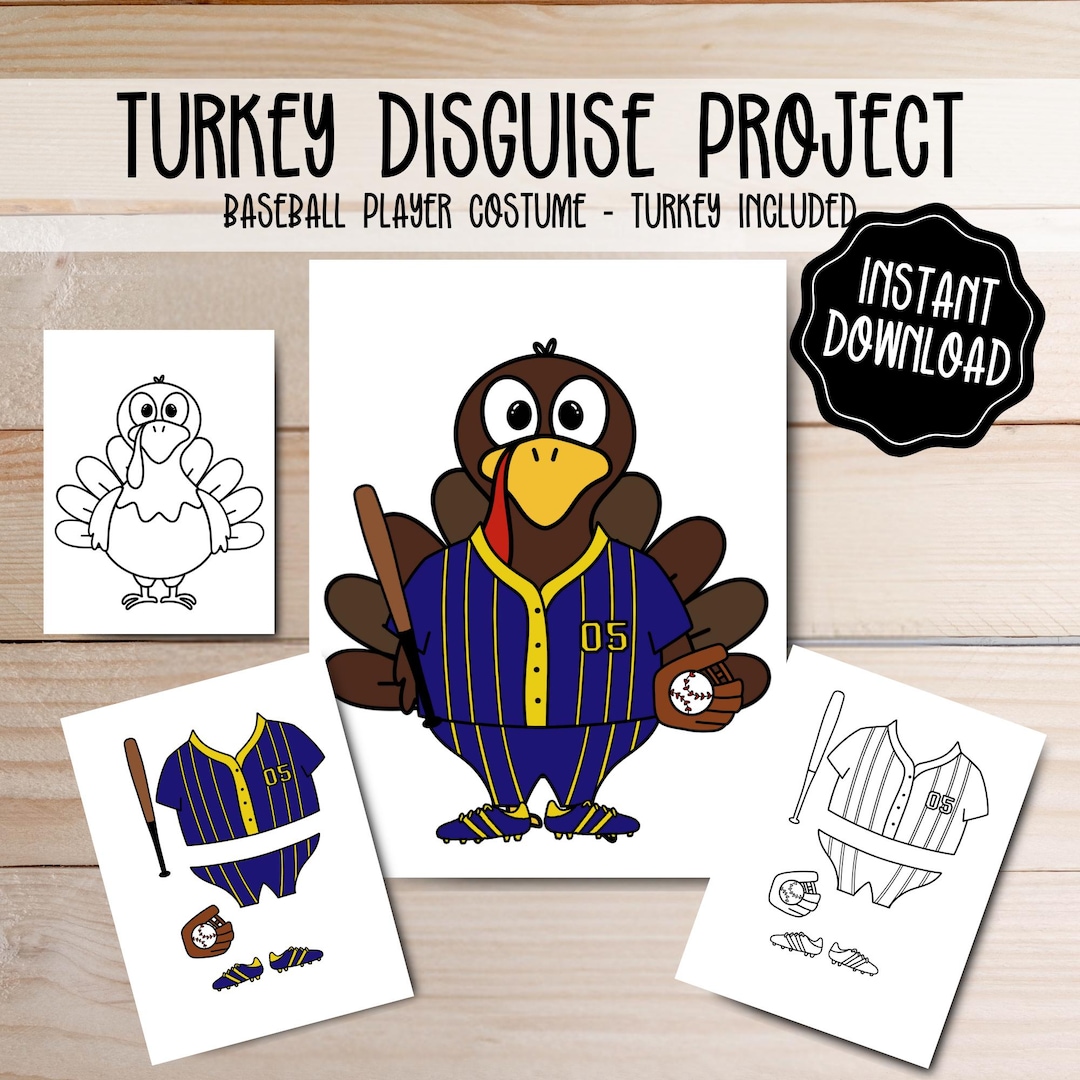 turkey disguise printable: baseball player costume craft (digital