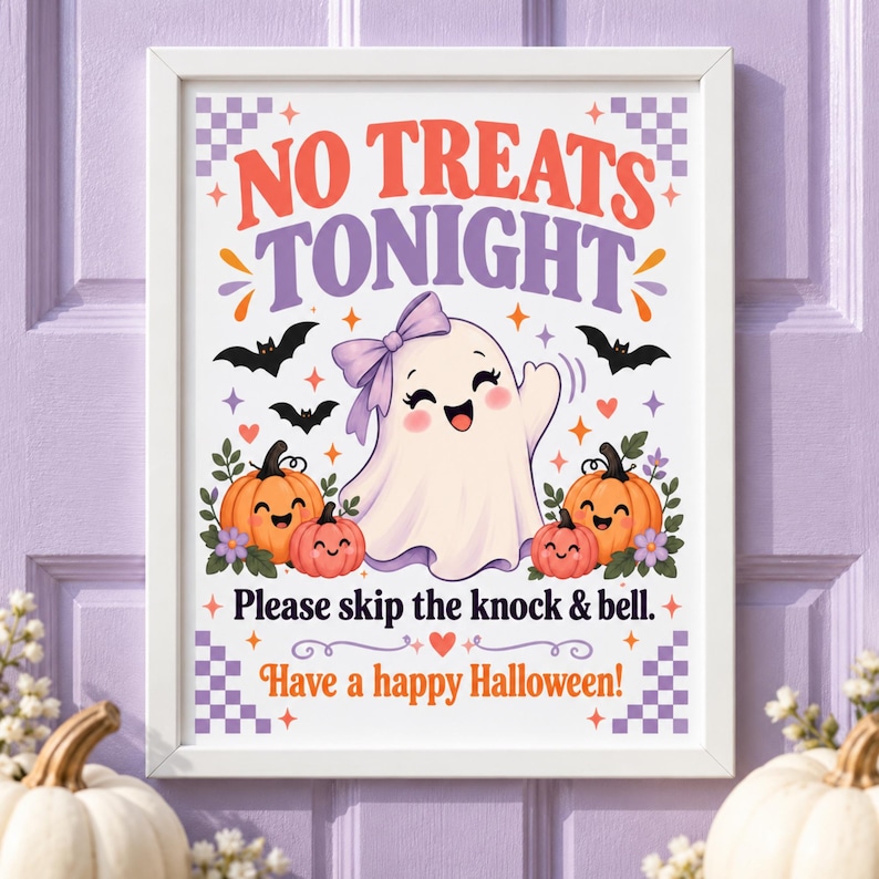 Halloween No Candy Door Sign -trick or Treat Note - No Treats - Don't ...