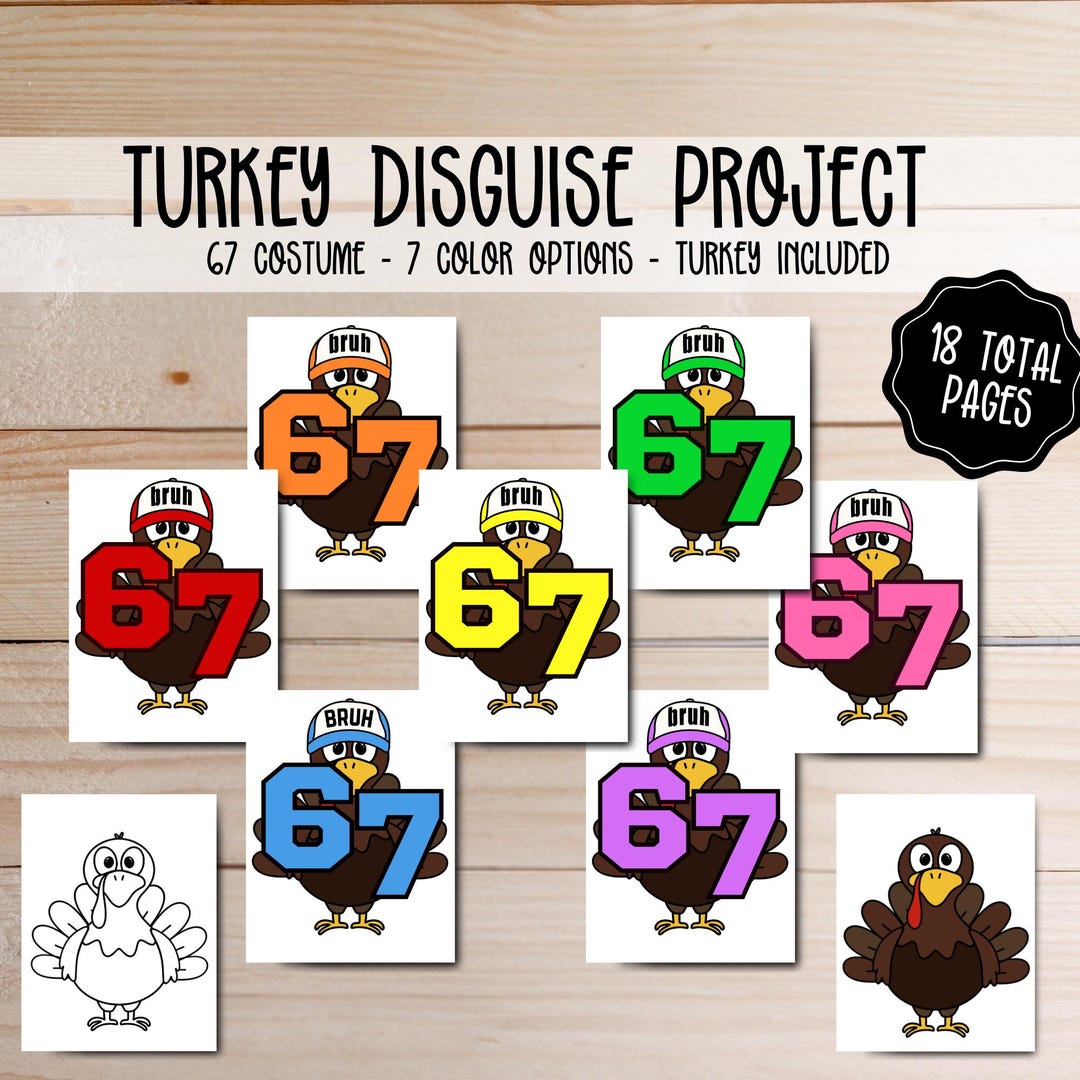 Six Seven Turkey Disguise - 67 Bruh Printable Costume Project (digital ...
