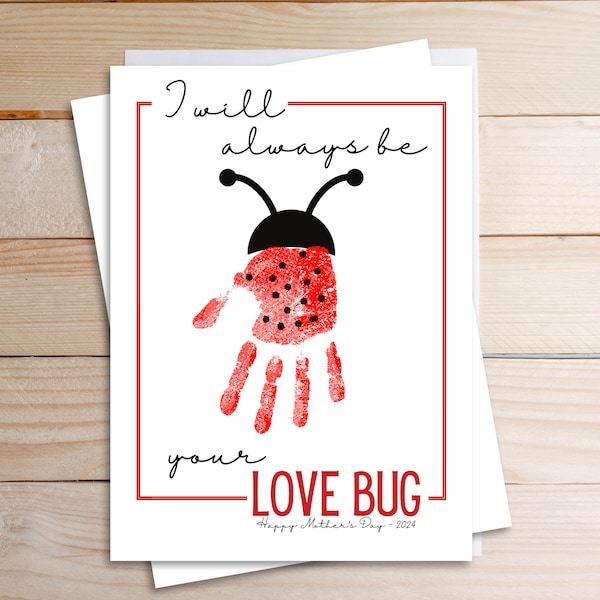Mother's Day Ladybug Handprint Art - Kids Craft - Daycare, Preschool Activity - Love Bug - 8.5"x11" - Printable Instant Download PDF