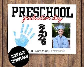 Preschool Graduation Handprint Keepsake: Handprint and Photo Printable (Instant Digital Download)