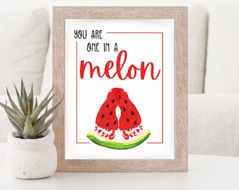 Watermelon Footprint Art - DIY Kids Craft Activity - One in a Melon - 8.5&quot;x11&quot; - Printable Instant Download PDF