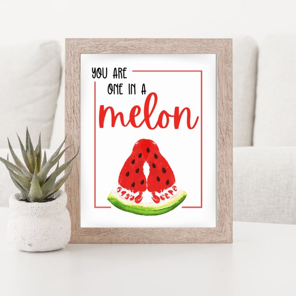 Watermelon Footprint Art - Kids Craft - Daycare, Preschool Activity - One in a Melon - 8.5"x11" - Printable Instant Download PDF