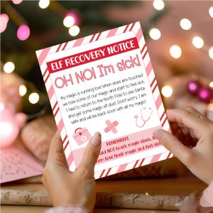 Nota de duende navideño imprimible: carta o letrero de aviso de recuperación / 3 tamaños incluidos: tamaño de duende, 5 x 7 pulgadas e impresión de página completa / Linda carta de duende