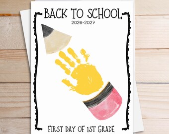 FIRST GRADE - First Day of School Handprint Art: Kids Craft Activity (Printable Digital Download 8.5"x11")