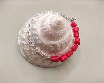 Red Coral Bracelet: Handmade Sterling Silver Beaded Jewelry