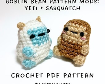 Goblin Bean Pattern Mods: Yeti e Sasquatch PDF / Amigurumi / Download digitale