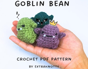 Schema per realizzare all'uncinetto un folletto (Goblin Bean) in formato PDF / Amigurumi di un folletto / Download digitale