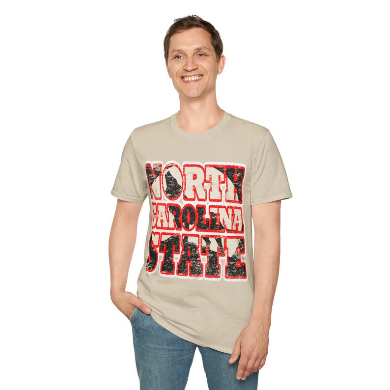 Vintage North Carolina State T-Shirt: Distressed Red & White Graphic image 3