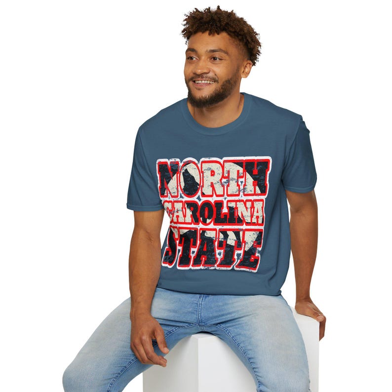 Vintage North Carolina State T-Shirt: Distressed Red & White Graphic image 6