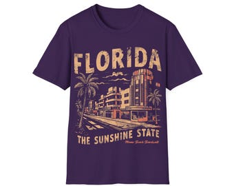 Vintage Miami Art Deco T-Shirt: Distressed Florida Boardwalk Tee