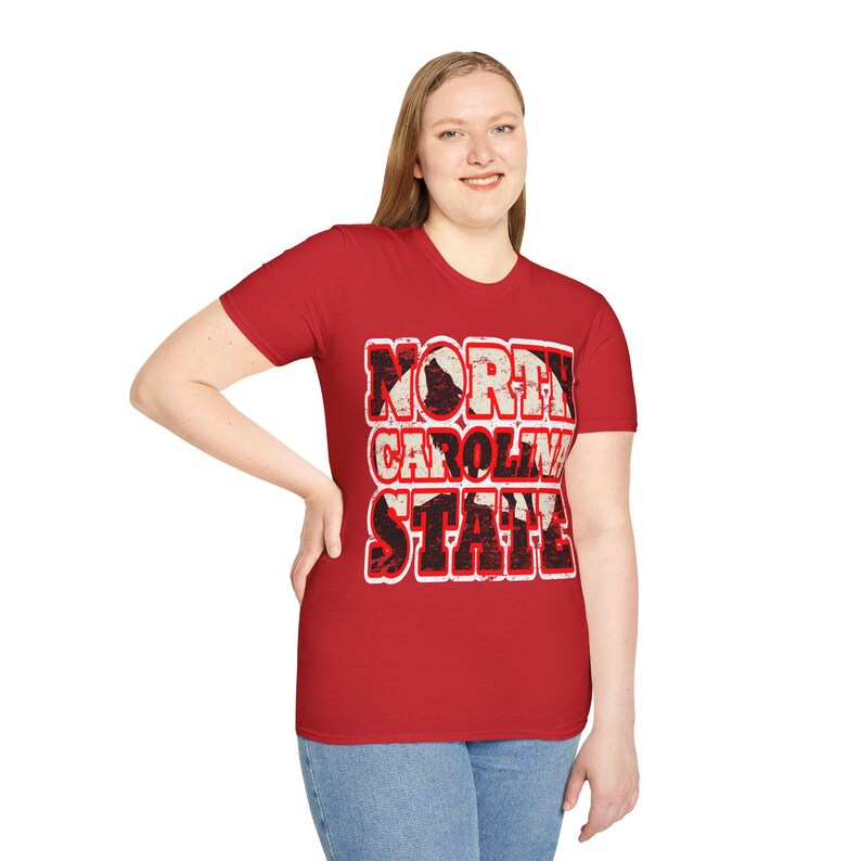 Vintage North Carolina State T-Shirt: Distressed Red & White Graphic image 9