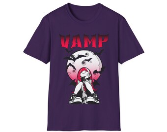 T-shirt Gothic Vampire Girl: maglietta grafica anime, streetwear di Halloween