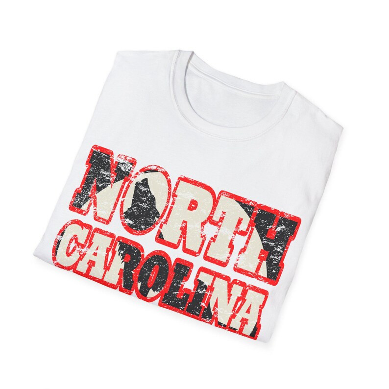 Vintage North Carolina State T-Shirt: Distressed Red & White Graphic image 2