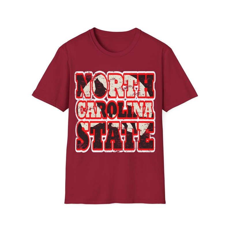 Vintage North Carolina State T-Shirt: Distressed Red & White Graphic image 8