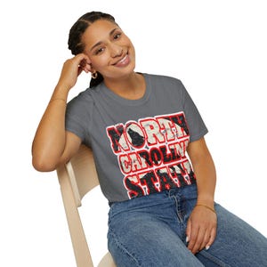 Vintage North Carolina State T-Shirt: Distressed Red & White Graphic image 5
