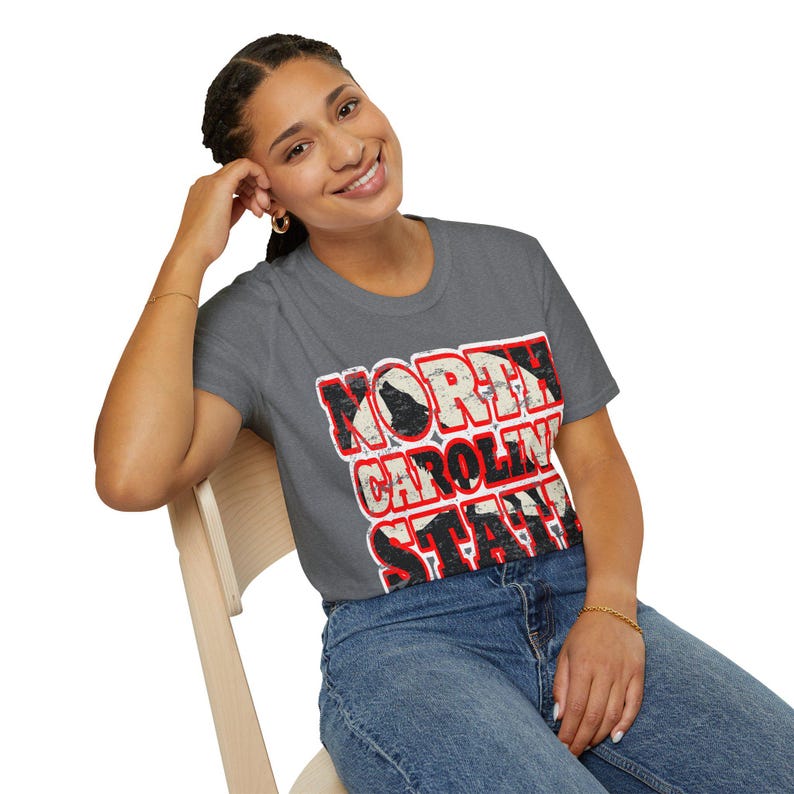 Vintage North Carolina State T-Shirt: Distressed Red & White Graphic image 5