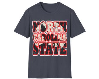 Vintage North Carolina State T-Shirt: Distressed Red & White Graphic