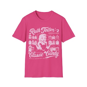 Vintage Candy Shop-T-shirt, klassiek snoepgoed van Ruth Totten, charmant, zwart-wit grafisch T-shirt, retro design, Americana-stijl, geweldig cadeau-idee