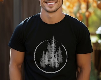 Mens Pine Tree T-Shirt Nature Forest Adventure Tee