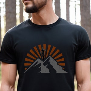 Mountain Bike T-Shirt Orange Sunset Graphic with Biker Adventure Biking Tee