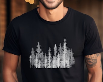 Männer Grafik-T-Shirt Pine Treeline: Wandern Camping Abenteuer Shirt