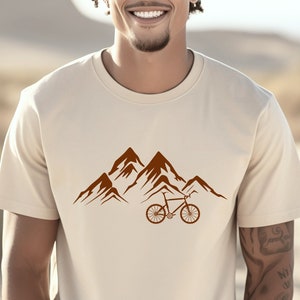 Mountain Bike T-Shirt Mountainbike MTB Gift Mountain Biker Biking Shirt Orange Adventure TShirt Mountain Cycling