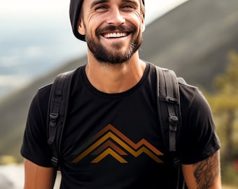 Mountain TShirt Herren Grafik T-Shirt - 3 Zeilen Retro Farben