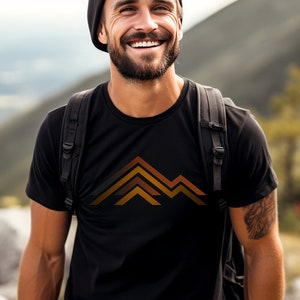 Mountain TShirt Mens Graphic Tee - 3 Lines Retro Colors