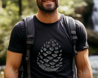 メンズ グラフィックTシャツ 松ぼっくりTシャツ ネイチャーシャツ ツリー