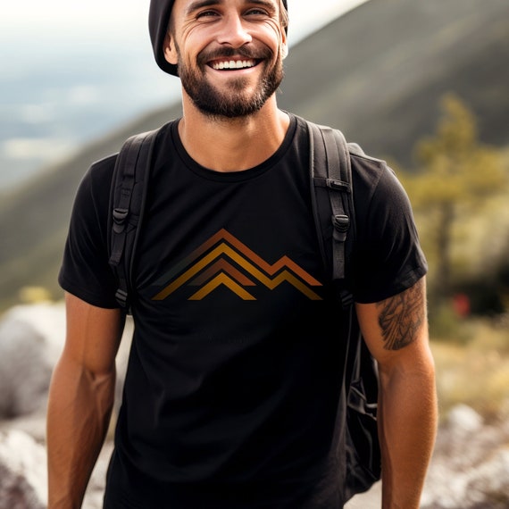 Mountain TShirt Mens Graphic Tee - 3 Lines Retro Colors