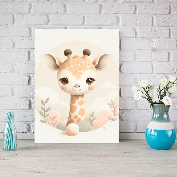 Lovely Giraffe Nursery Wall Art - Girafe Adorable Art Bébé - Bébé Girafe Cute Eyes