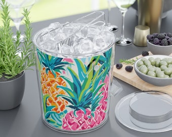 Colorful Pineapple Summer Ice Bucket with Tongs