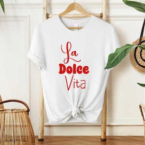 La Dolce Vita Bold Red Sweatshirt, Italian Aesthetic T-Shirt, Vintage Italy Crewneck, Mediterranean Tee, Travel Lover Shirt
