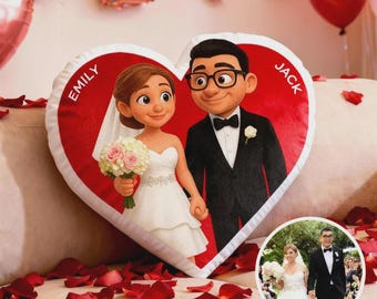 Cojín personalizado con foto en forma de corazón, cojín de recuerdo personalizado para parejas