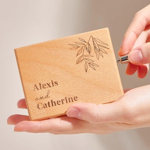 Custom Hand Crank Music Box, Personalized Paper Strip Music Box, Wooden Engraved Music Box, Custom Song Music Box, Wedding Anniversary