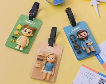 Personalized Cartoon Luggage Tag, Custom 3D Effect Travel ID Tag