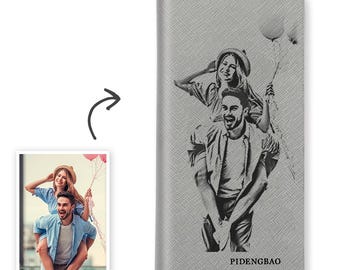 Custom Photo Leather Wallet, Personalized Long Wallet for Men & Women, Engraved PU Keepsake Gift