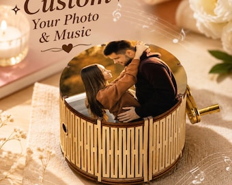 Personalized Photo Music Box: Rotating Wooden Keepsake Gift