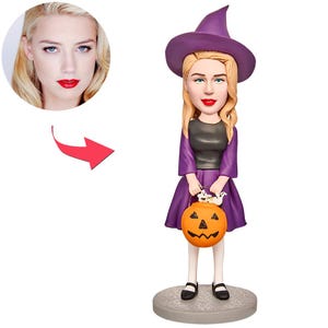 Custom Halloween Witch Bobblehead Figurine: Personalized Spooky Keepsake